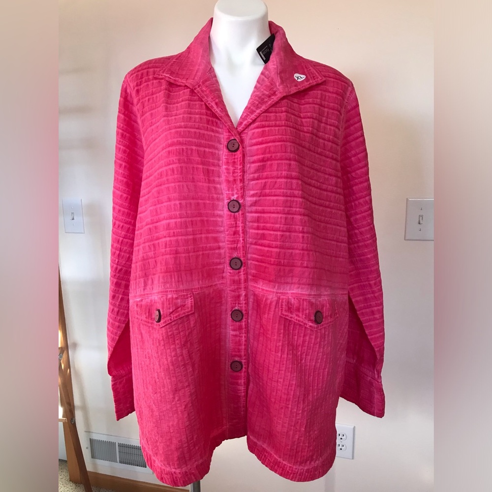 🐬Focus Casual Life Button Down Women's Pink Red Jacket